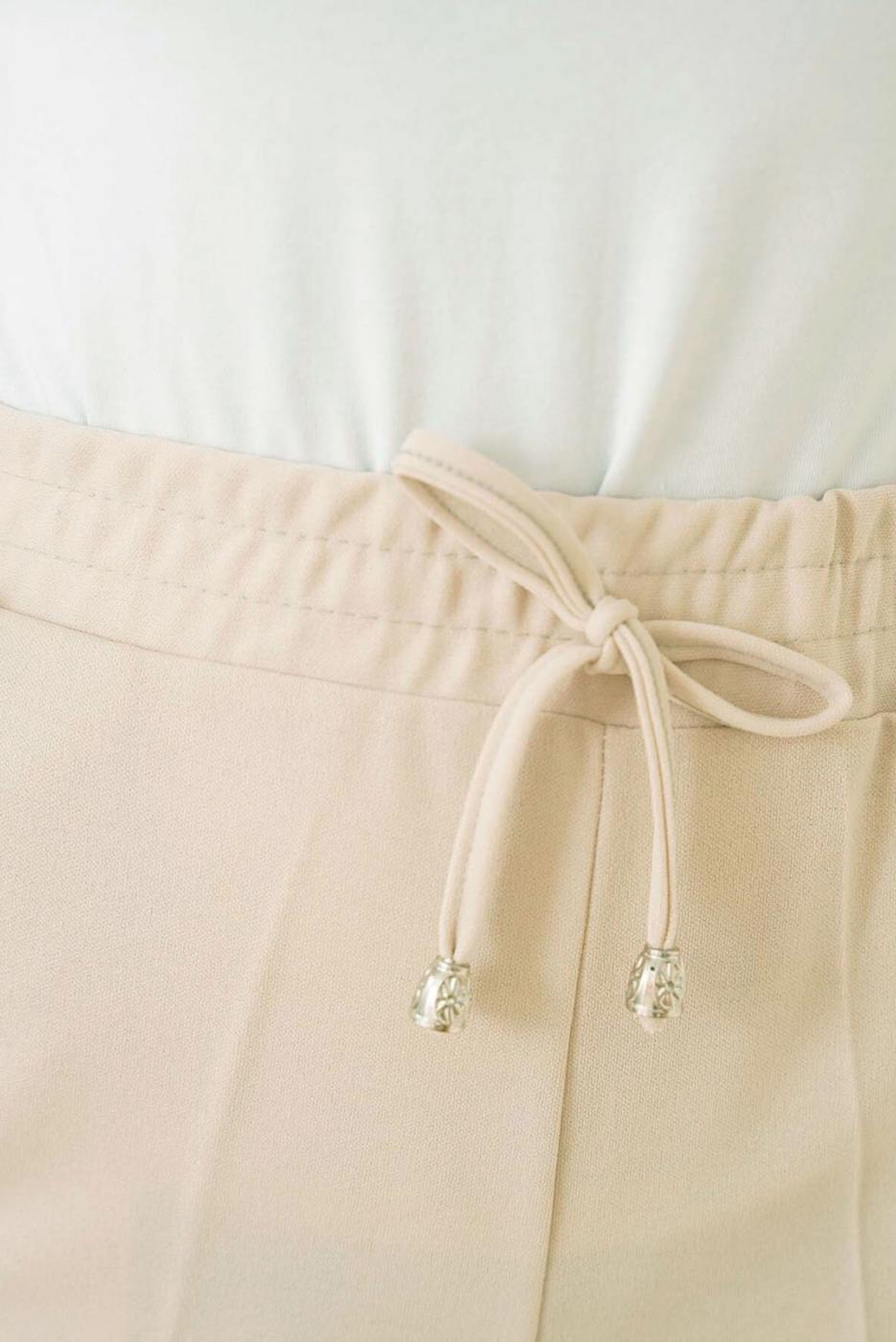 Hijab clothing BEIGE PANTS WITH ELASTIC WAIST T 4266