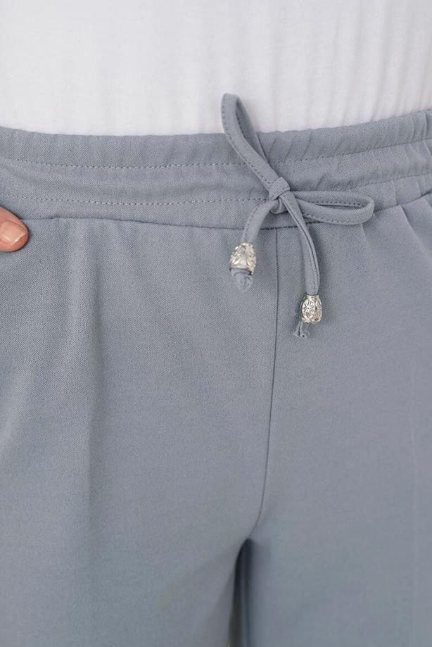 Tesettür giyim GRİ BELİ LASTİKLİ PANTOLON T 4266 - TRENDTESETTÜR