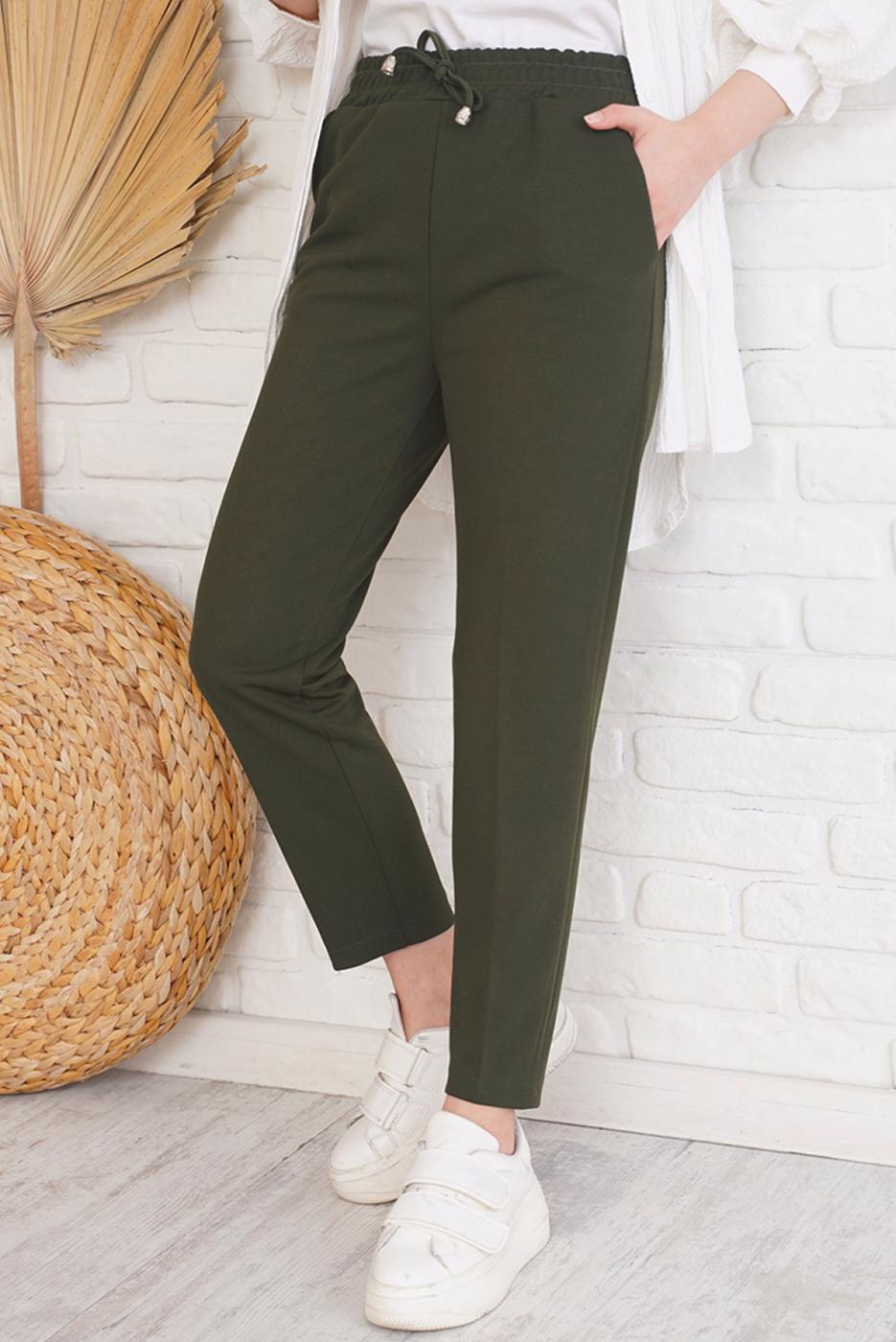 Hijab clothing KHAKI PANTS WITH ELASTIC WAIST T 4266