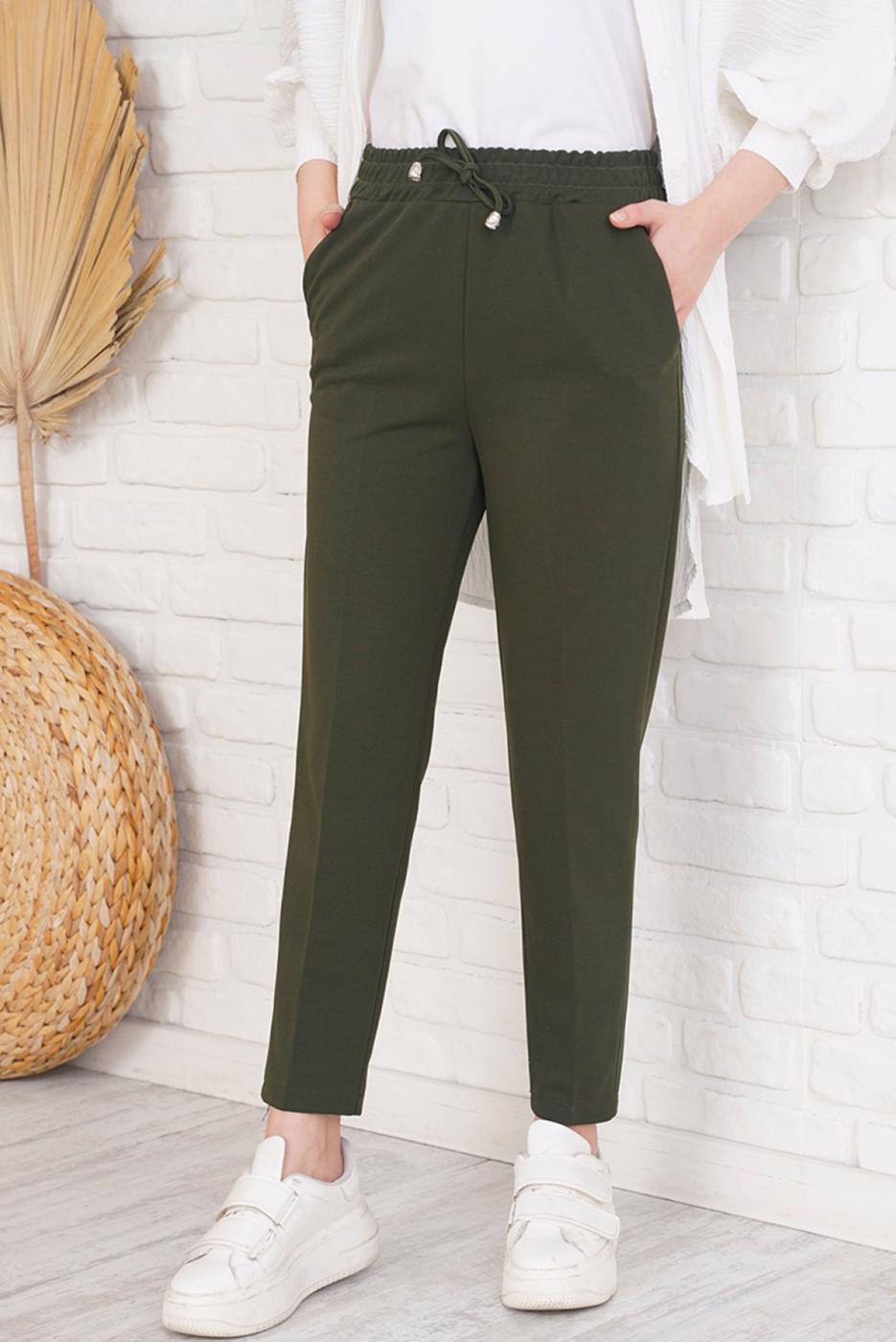 Hijab clothing KHAKI PANTS WITH ELASTIC WAIST T 4266