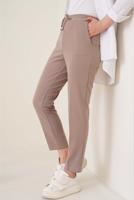 Tesettür giyim VİZON BELİ LASTİKLİ PANTOLON T 4266