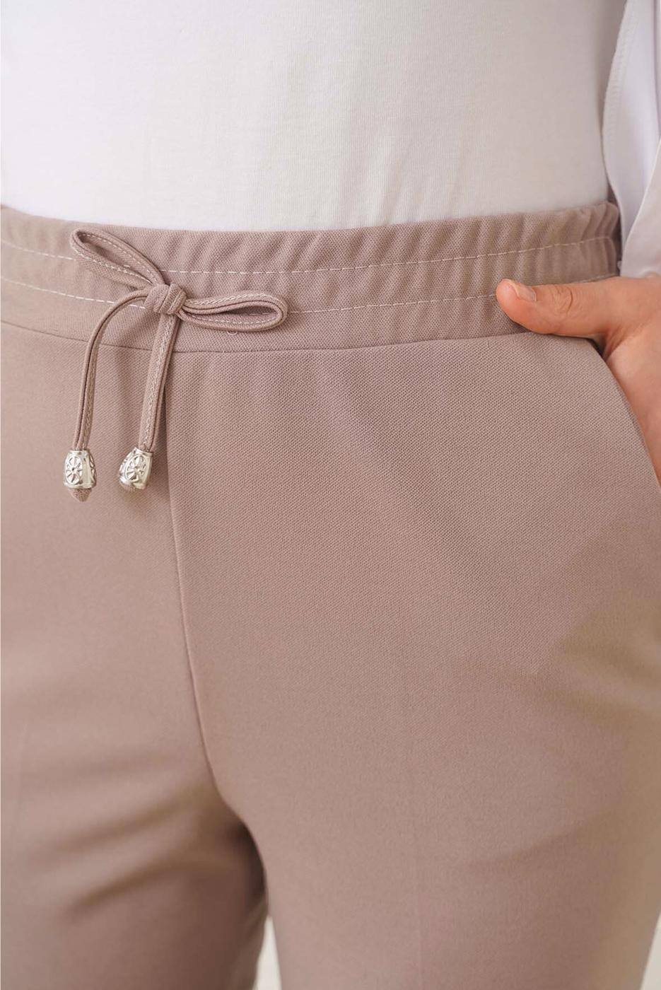 Tesettür giyim VİZON BELİ LASTİKLİ PANTOLON T 4266