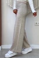 Tesettür giyim BEJ GENİŞ PAÇA TRİKO PANTOLON T 63222