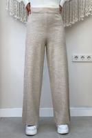 Tesettür giyim BEJ GENİŞ PAÇA TRİKO PANTOLON T 63222