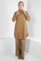 Tesettür giyim KAHVE ALVİNA GENİŞ PAÇA PANTOLON T 70616