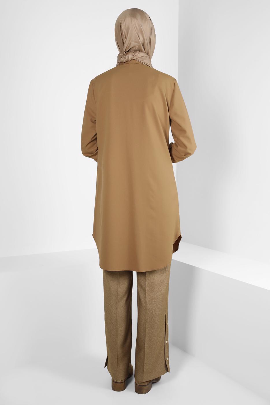 Tesettür giyim KAHVE ALVİNA GENİŞ PAÇA PANTOLON T 70616