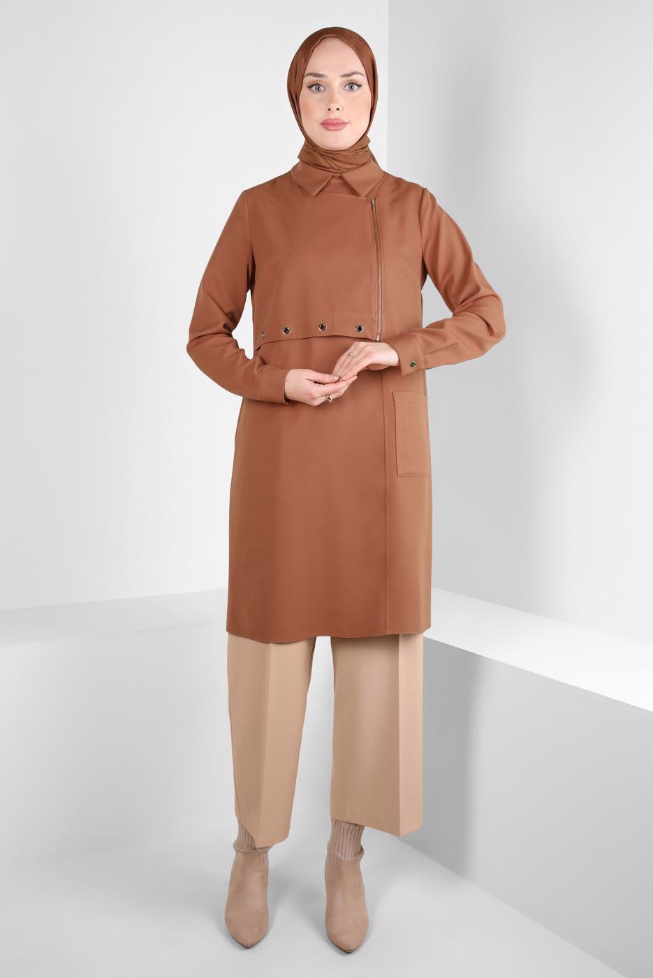 Tesettür giyim BEJ ALVİNA GENİŞ PAÇA PANTOLON T 70620