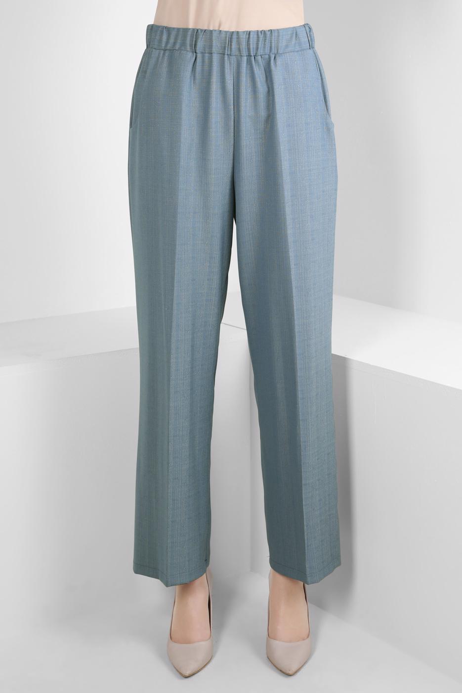 Tesettür giyim MAVİ ALVİNA BELİ LASTİKLİ PANTOLON T 70627