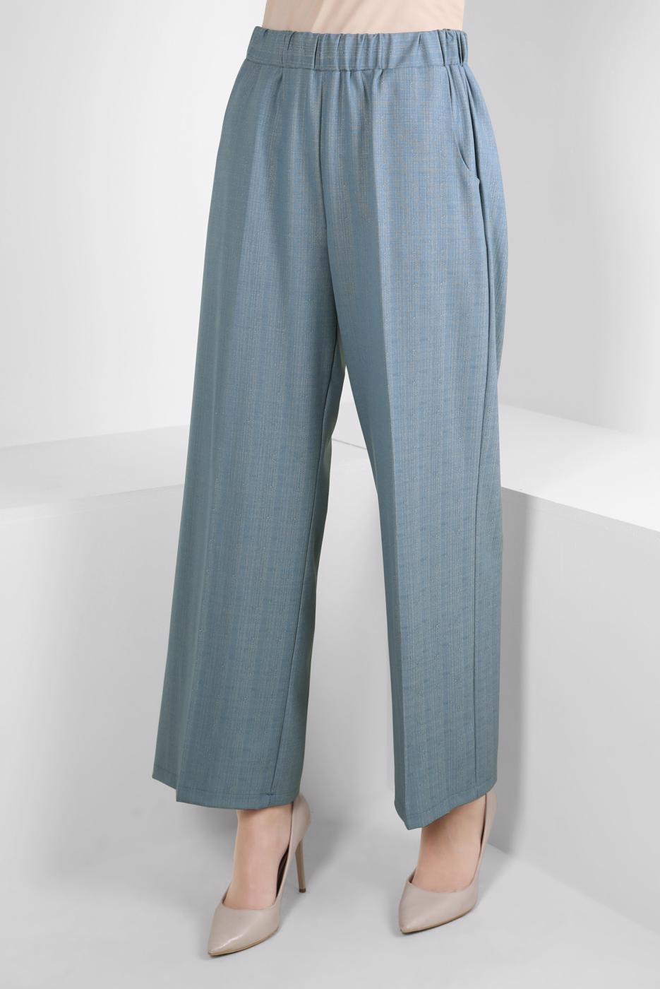 Tesettür giyim MAVİ ALVİNA BELİ LASTİKLİ PANTOLON T 70627