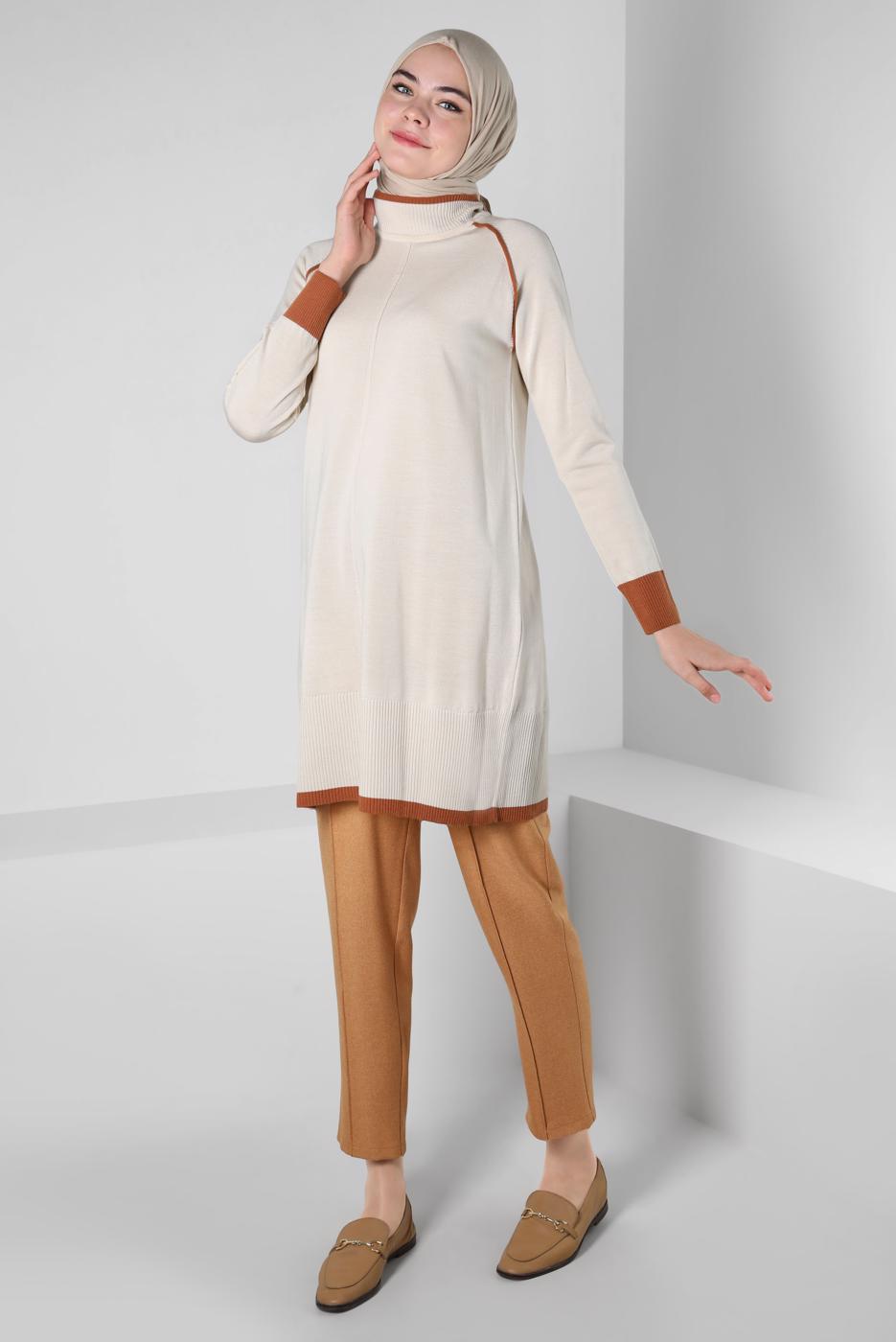 Tesettür giyim TURUNCU ALVİNA YÜKSEK BEL PANTOLON T 70628