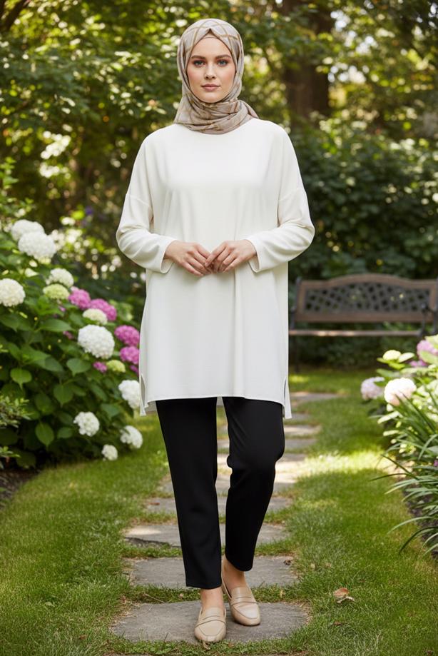 Tesettür giyim SİYAH ALVİNA BÜYÜK BEDEN PANTOLON T 70639 - TRENDTESETTÜR