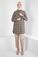 Tesettür giyim BEJ ALVİNA BELİ LASTİKLİ PANTOLON T 70640