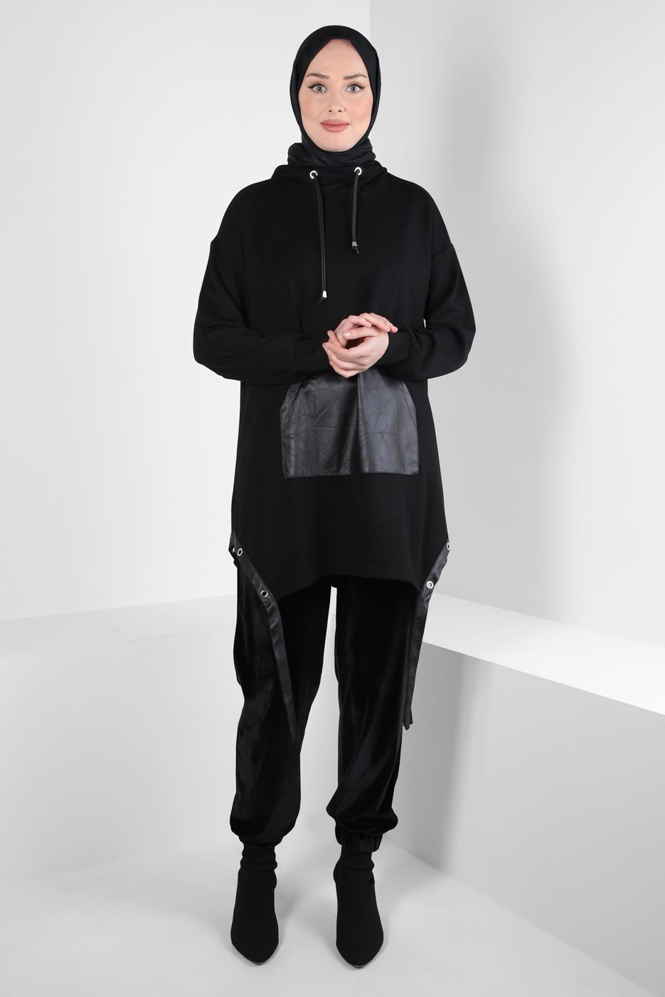 Tesettür giyim SİYAH ALVİNA KADİFE PANTOLON T 70642