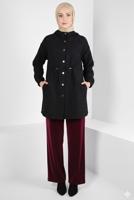 Tesettür giyim BORDO ALVİNA GENİŞ PAÇA KADİFE PANTOLON T 70643
