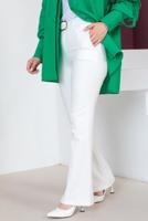 Tesettür giyim BEYAZ KEMERLİ KUMAŞ PANTOLON T 8356