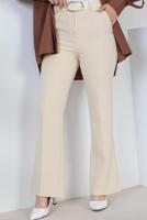 Tesettür giyim KREM KEMERLİ KUMAŞ PANTOLON T 8356