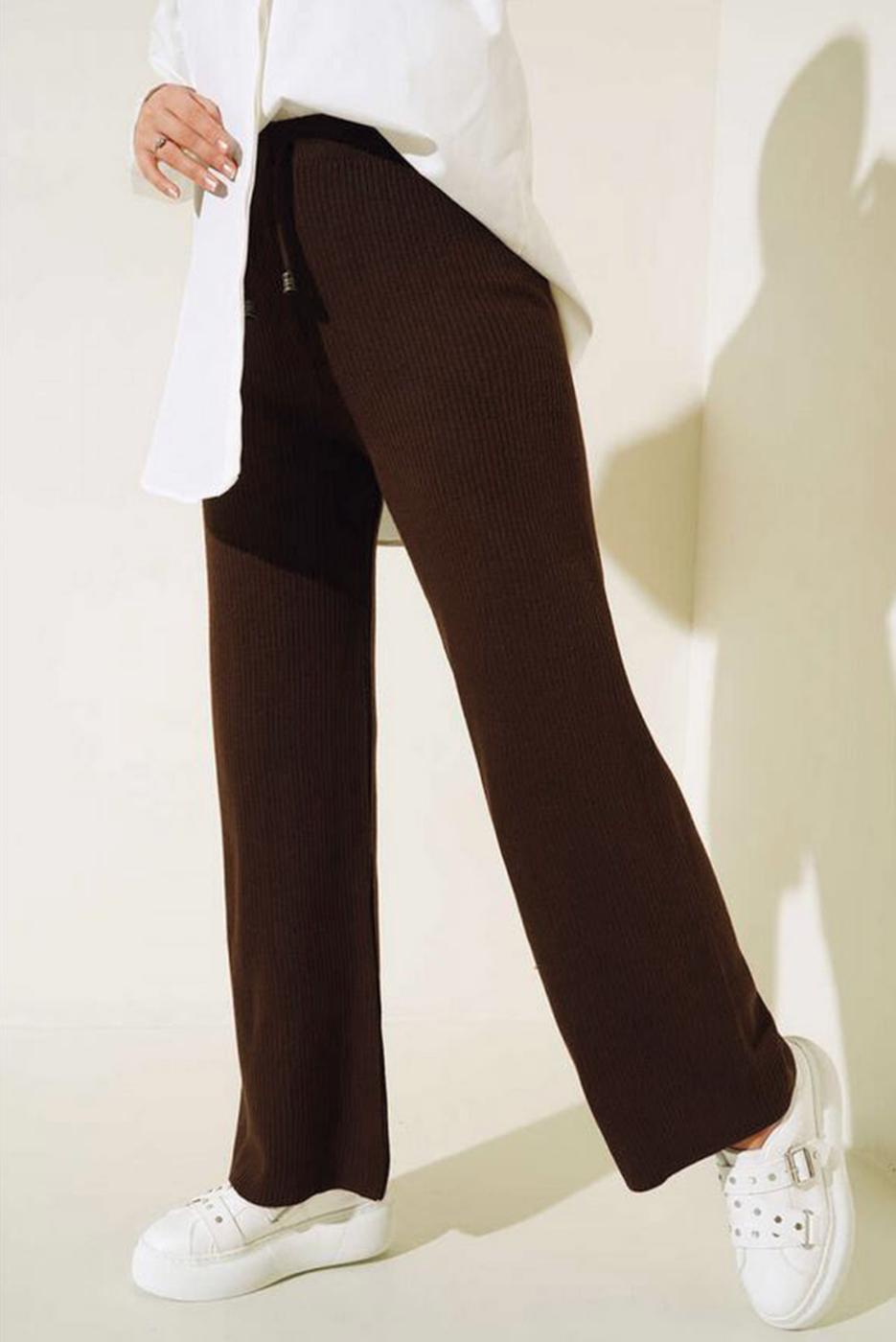Hijab clothing BROWN KNITWEAR PANTS T 90011