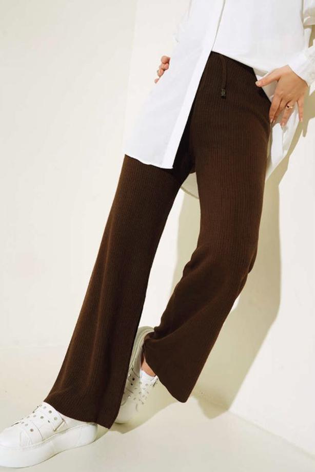 Tesettür giyim KAHVE TRİKO PANTOLON T 90011 - TRENDTESETTÜR