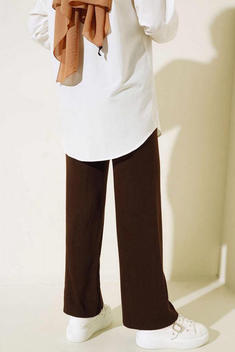Hijab clothing BROWN KNITWEAR PANTS T 90011