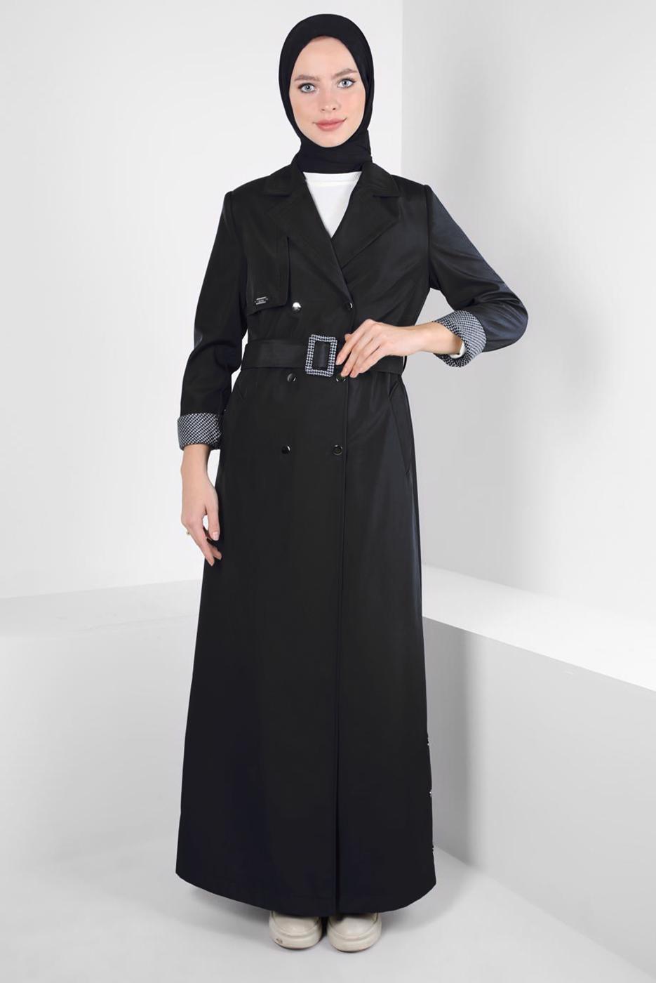 Hijab clothing BLACK T 10805 ALVİNA DEWSPO BONDİNG PARDESÜ 38/46 TEK40