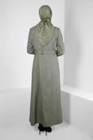 Tesettür giyim HAKİ ALVİNA KEMERLİ PARDESÜ T 10825