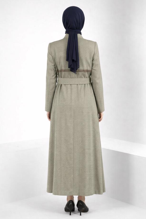 Tesettür giyim VİZON T 10827 ALVİNA KLİKYA PARDESÜ 38/46 TEK42 - TRENDTESETTÜR