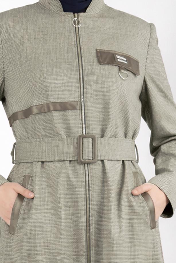 Tesettür giyim VİZON T 10827 ALVİNA KLİKYA PARDESÜ 38/46 TEK42 - TRENDTESETTÜR