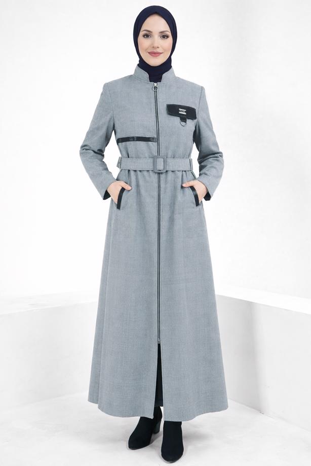 Tesettür giyim LACİVERT T 10827 ALVİNA KLİKYA PARDESÜ 38/46 TEK42 - TRENDTESETTÜR