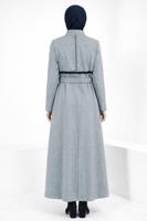 Tesettür giyim LACİVERT ALVİNA KEMERLİ PARDESÜ T 10827