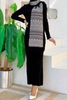 Tesettür giyim SİYAH ETNİK DESENLİ TRİKO ŞAL T 33222