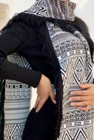Tesettür giyim SİYAH ETNİK DESENLİ TRİKO ŞAL T 33222