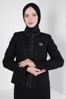 Tesettür giyim SİYAH ALVİNA ETEKLİ TAKIM T 30403
