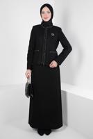 Tesettür giyim SİYAH ALVİNA ETEKLİ TAKIM T 30403
