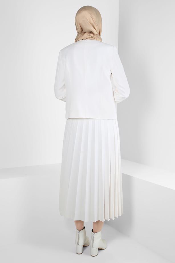 Tesettür giyim KREM T 30405 ALVİNA 43961 2Lİ ETEKLİ TK 38/44 TEK40 - TRENDTESETTÜR