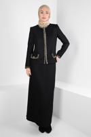Tesettür giyim SİYAH ALVİNA ETEKLİ TAKIM T 30407