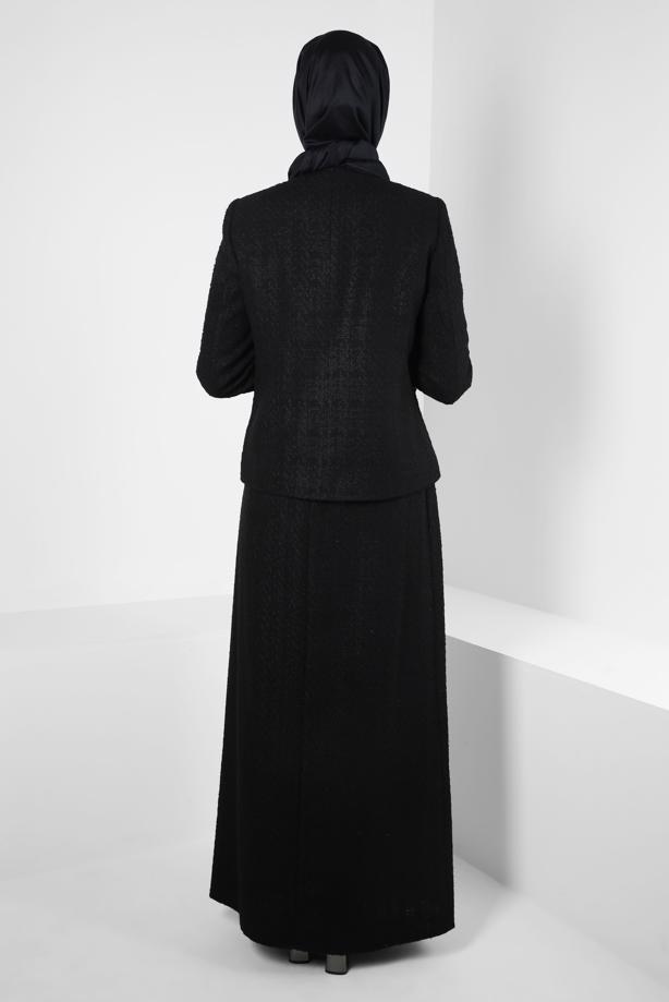 Tesettür giyim SİYAH T 30407 ALVİNA G-1103 2Lİ ETEKLİ TK 40/46 TEK38 - TRENDTESETTÜR