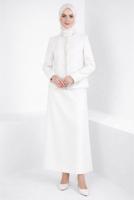 Tesettür giyim KREM ALVİNA ETEKLİ TAKIM T 30407