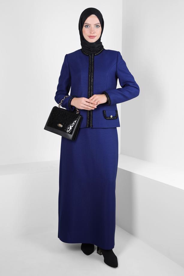 Tesettür giyim LACİVERT T 30407 ALVİNA G-1103 2Lİ ETEKLİ TK 40/46 TEK38 - TRENDTESETTÜR