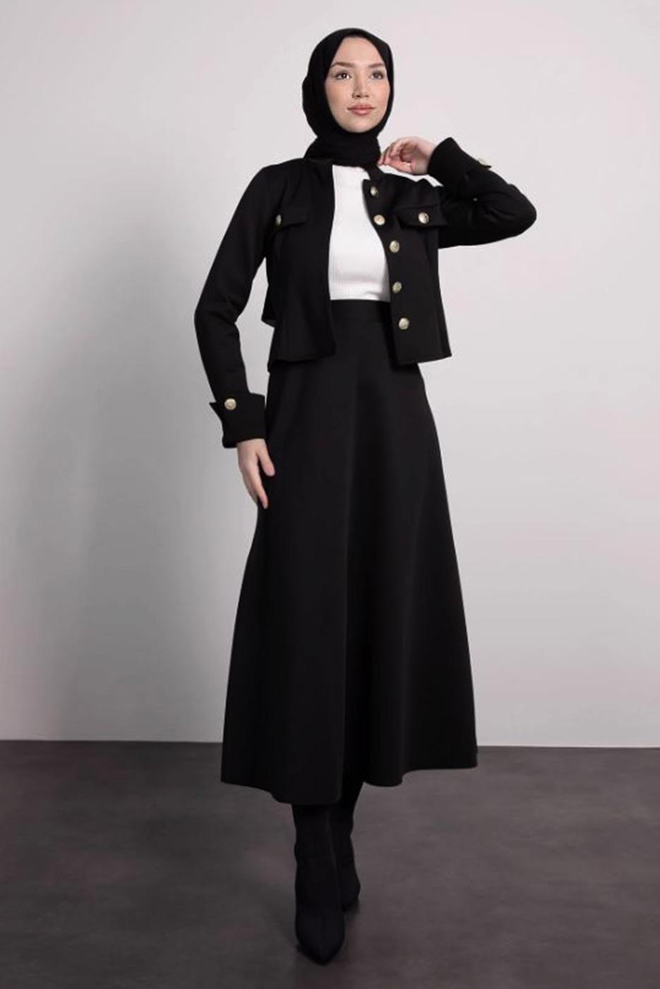 Hijab clothing BLACK SKIRTED SUIT T 4795