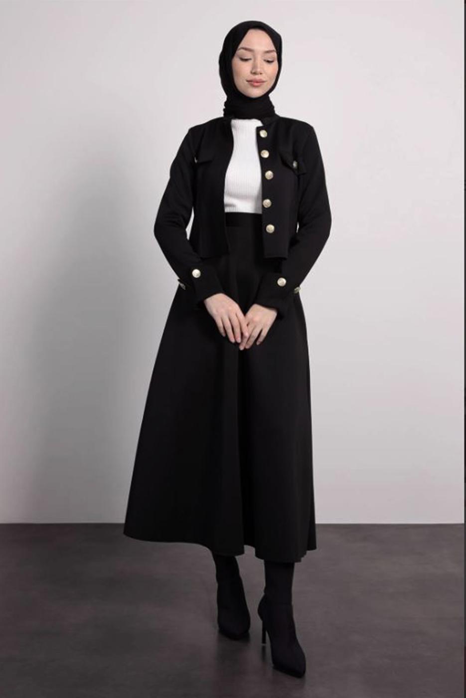 Hijab clothing BLACK SKIRTED SUIT T 4795