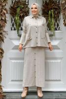 Vêtements hijab BEIGE COSTUME EN TRICOT JUPE T 60332