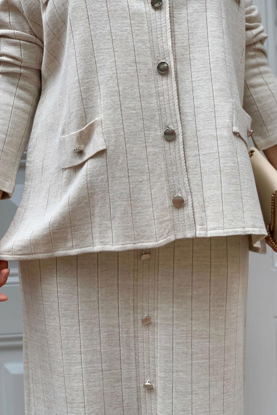 Vêtements hijab BEIGE COSTUME EN TRICOT JUPE T 60332