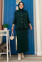 Tesettür giyim YEŞİL TRİKO ETEKLİ TAKIM T 60332