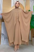 Vêtements hijab TABA ROBE EN MAILLE DÉTAIL BOUTONS AVEC CAPE T 52222