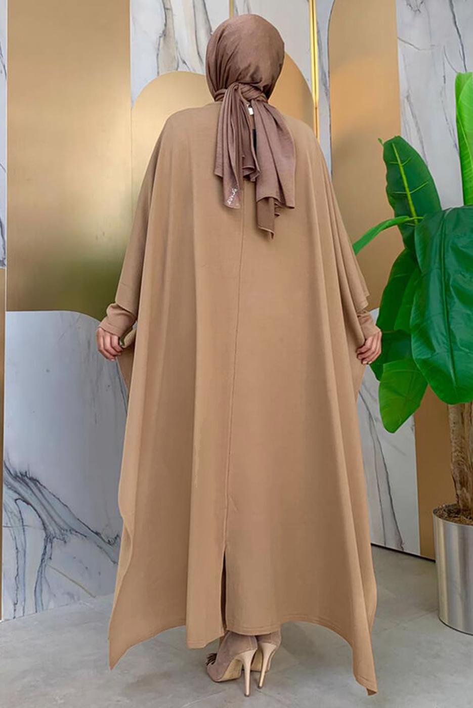 Vêtements hijab TABA ROBE EN MAILLE DÉTAIL BOUTONS AVEC CAPE T 52222