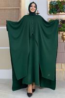 Vêtements hijab VERT ROBE EN MAILLE DÉTAIL BOUTONS AVEC CAPE T 52222