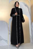 Vêtements hijab NOIR COSTUME ROBE AVEC GILET T 8383