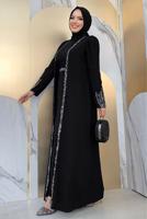 Vêtements hijab NOIR COSTUME ROBE AVEC GILET T 8383