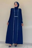 Vêtements hijab BLEU MARINE COSTUME ROBE AVEC GILET T 8383