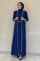 Vêtements hijab BLEU MARINE COSTUME ROBE AVEC GILET T 8383